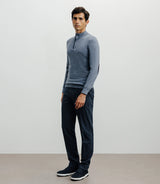 Pull col montant demi zippé indigo