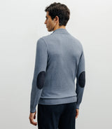 Pull col montant demi zippé indigo