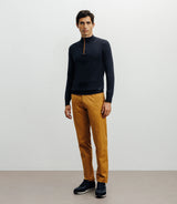 Pull col montant demi zippé marine