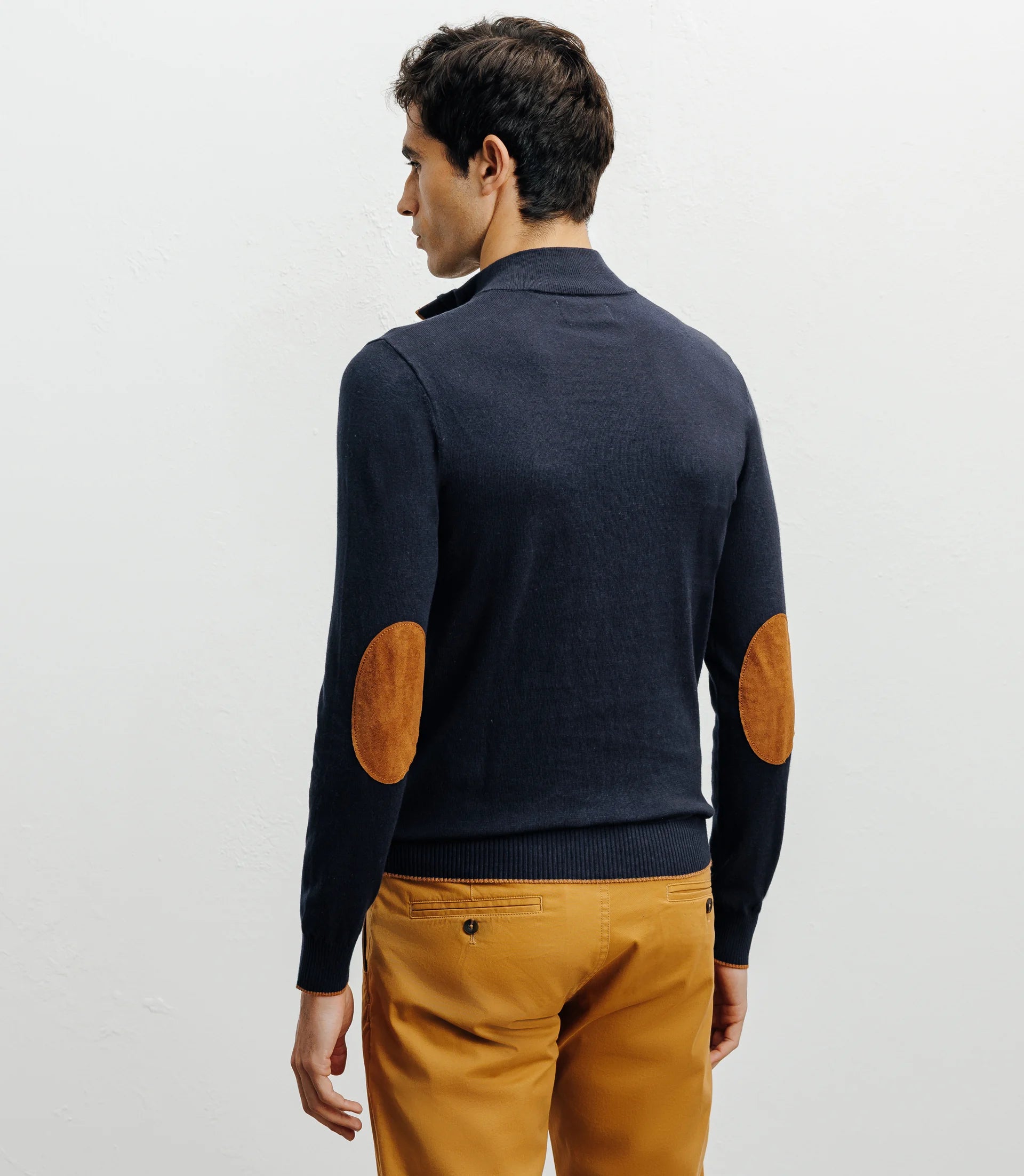 Pull col montant demi zippé marine