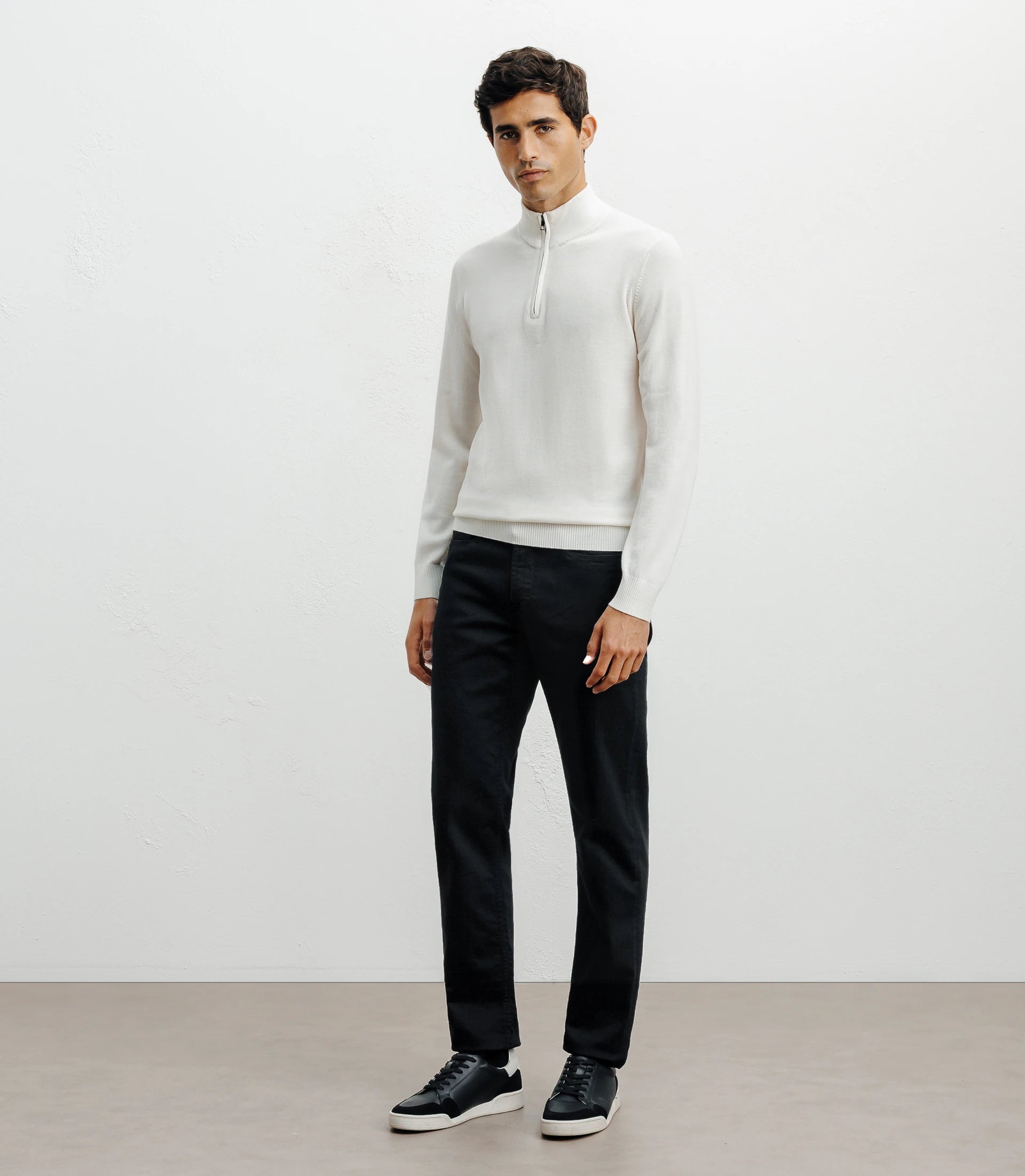 Pull demi zippé mérinos écru - IZAC