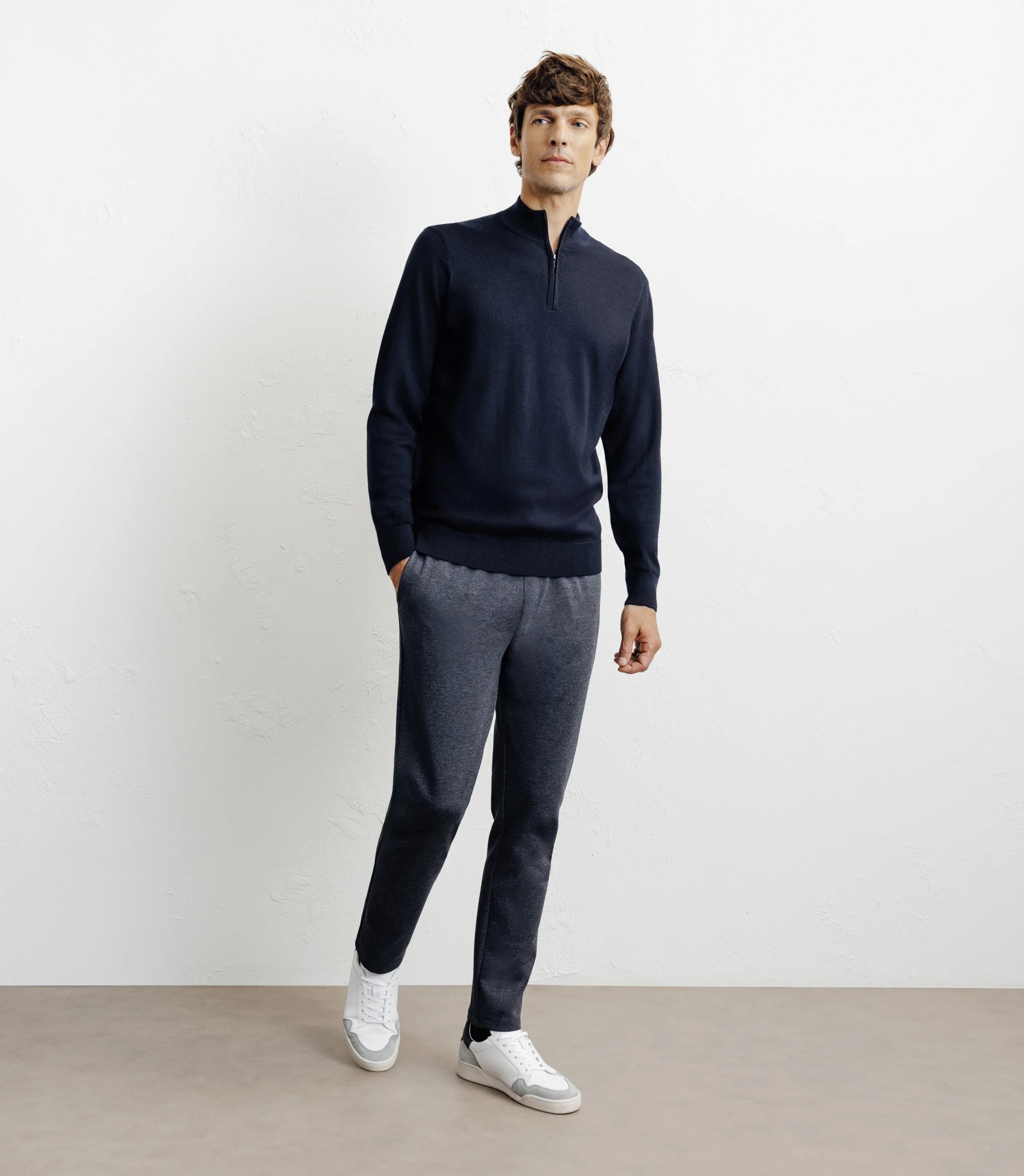 Pull demi zippé mérinos marine - IZAC