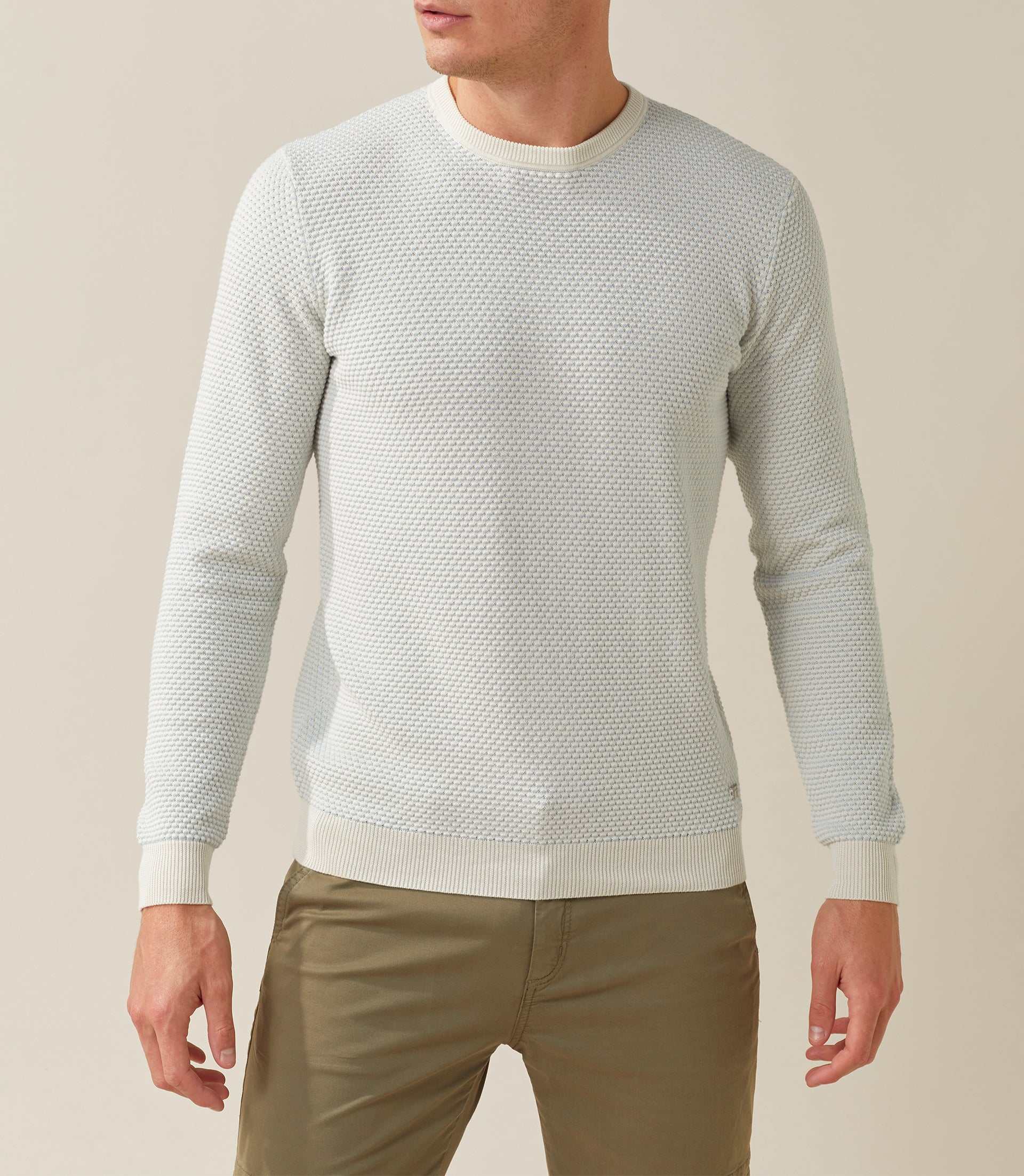 Pull col rond ciel - blanc "Fapoleon" - IZAC