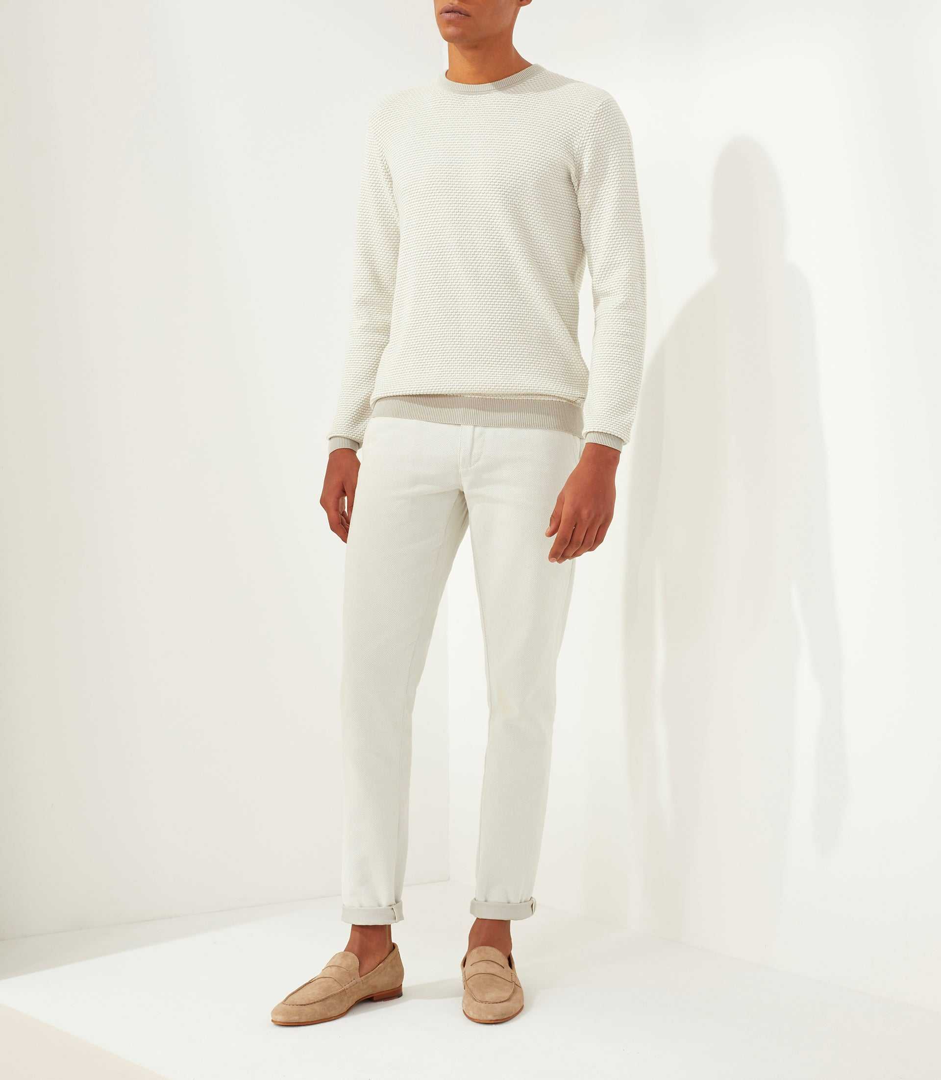 Pull col rond taupe - blanc "Fapoleon" - IZAC