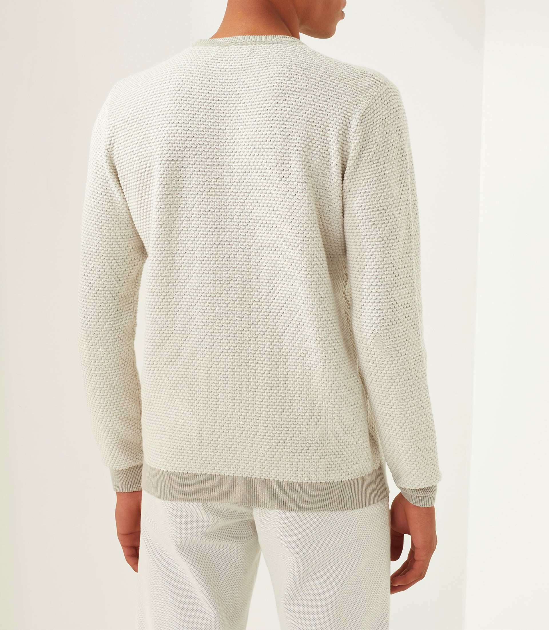 Pull col rond taupe - blanc "Fapoleon" - IZAC