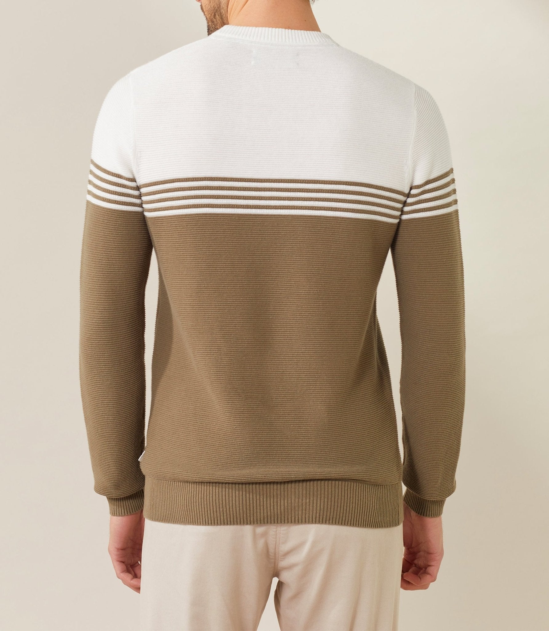 Pull col rond Kaki - ecru "Felicien" - IZAC