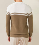 Pull col rond Kaki - ecru "Felicien" - IZAC
