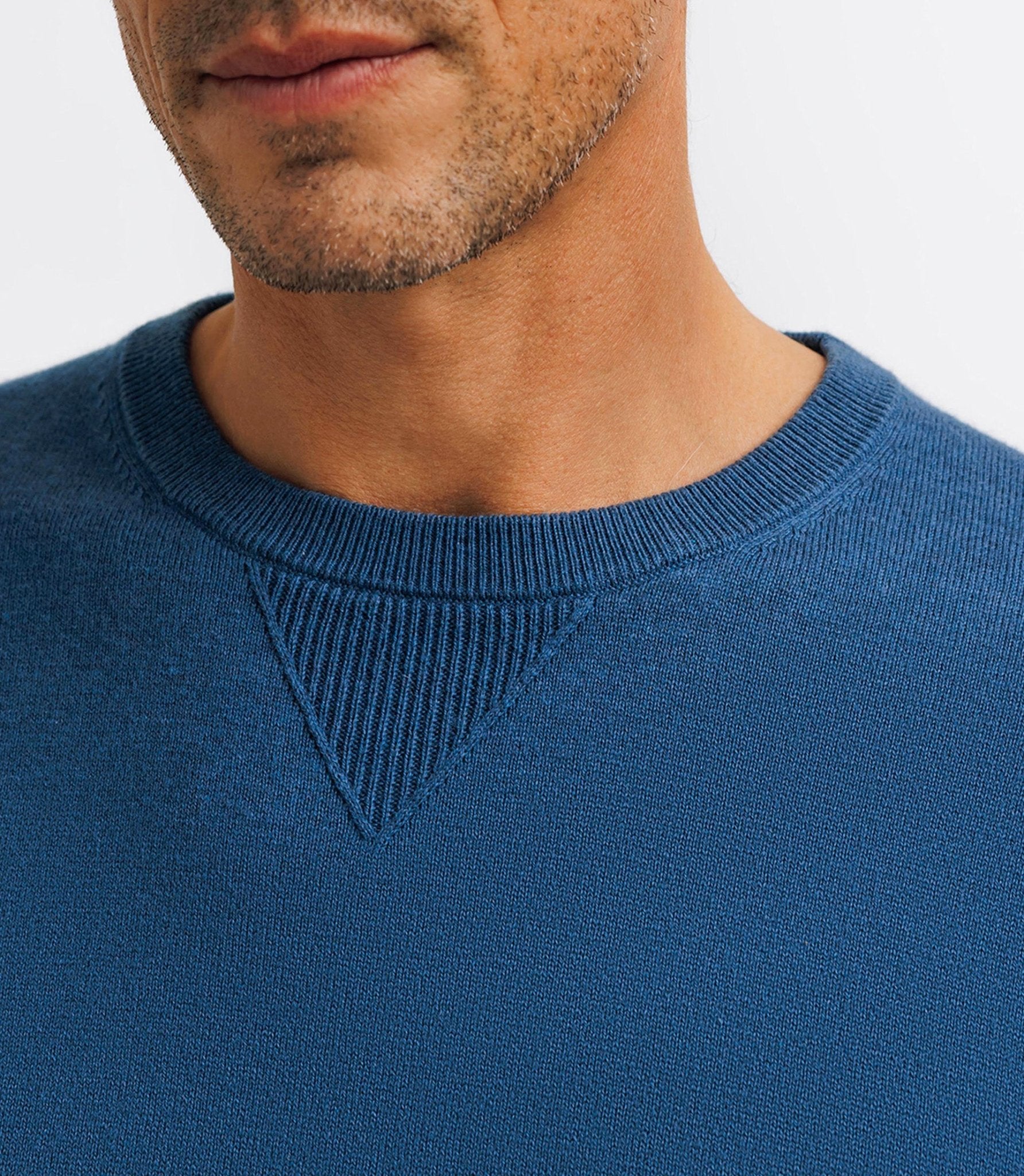 Pull col rond contrasté indigo - IZAC