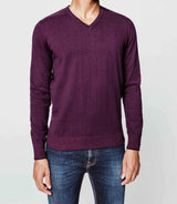 Pull col V violet chiné - IZAC
