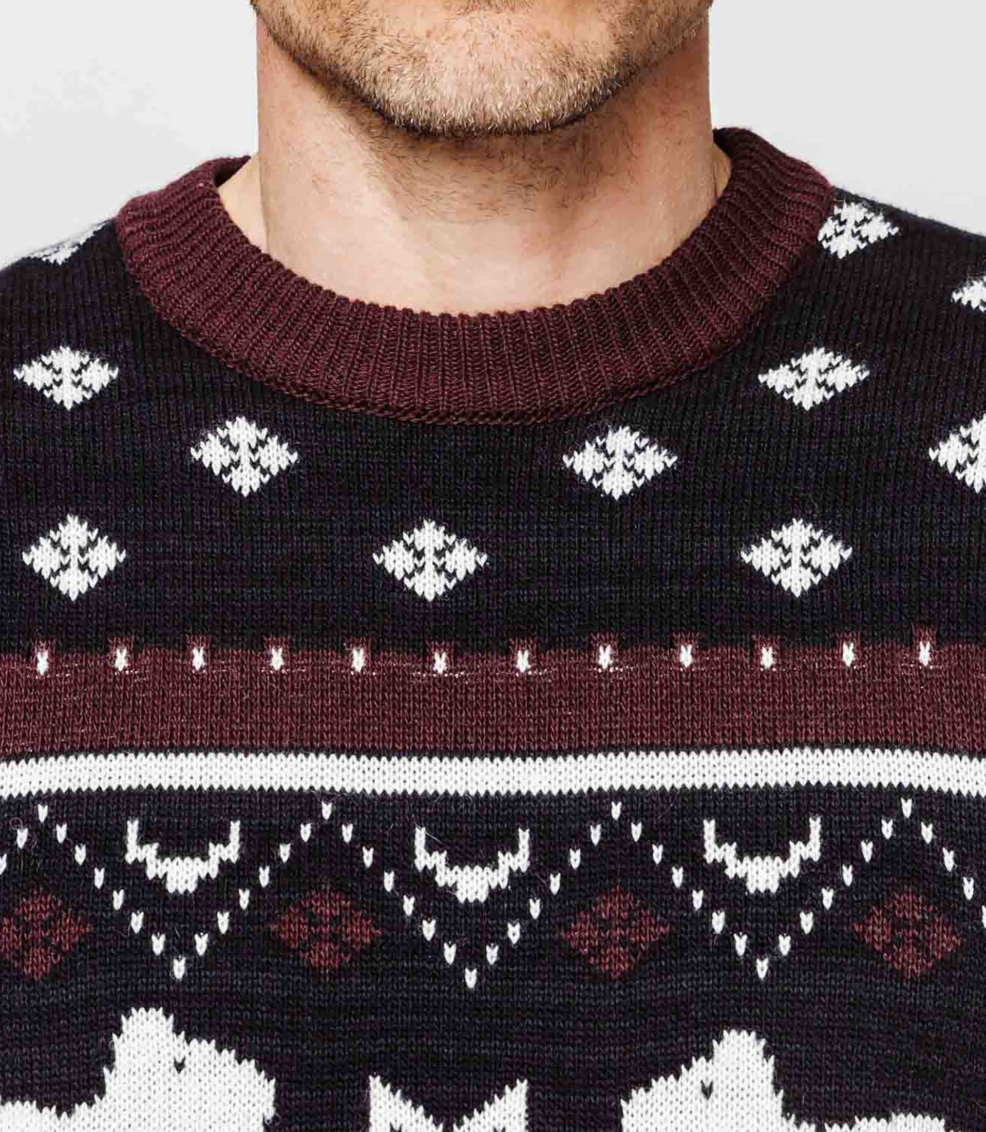 Pull de Noël jacquard marine "Mourson" - IZAC