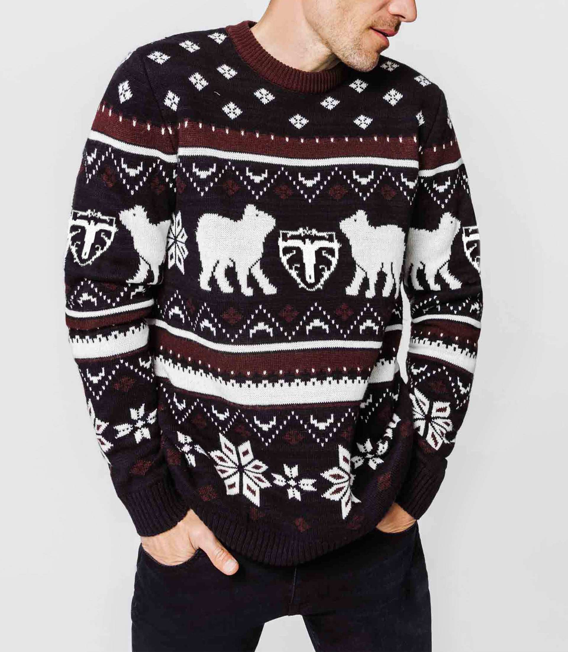 Pull de Noël jacquard marine "Mourson" - IZAC