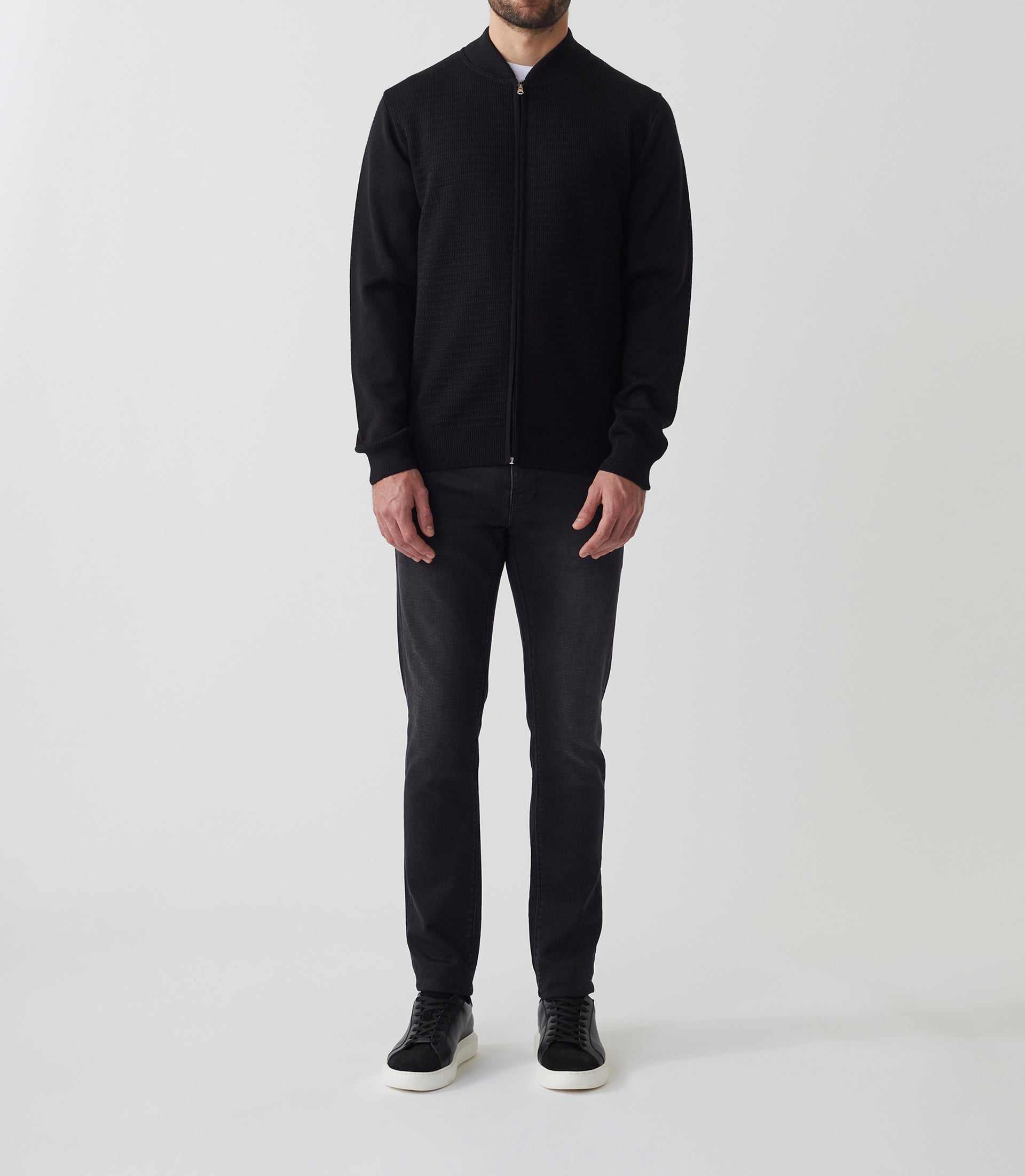Gilet zippé col teddy laine noir "Sesto" - IZAC