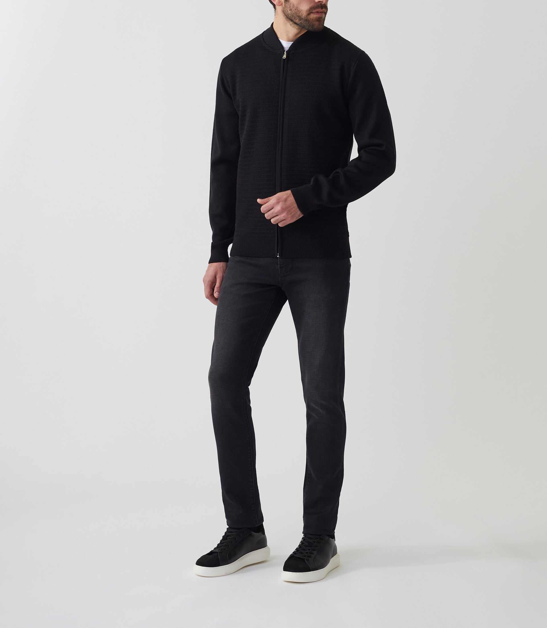 Gilet zippé col teddy laine noir "Sesto" - IZAC