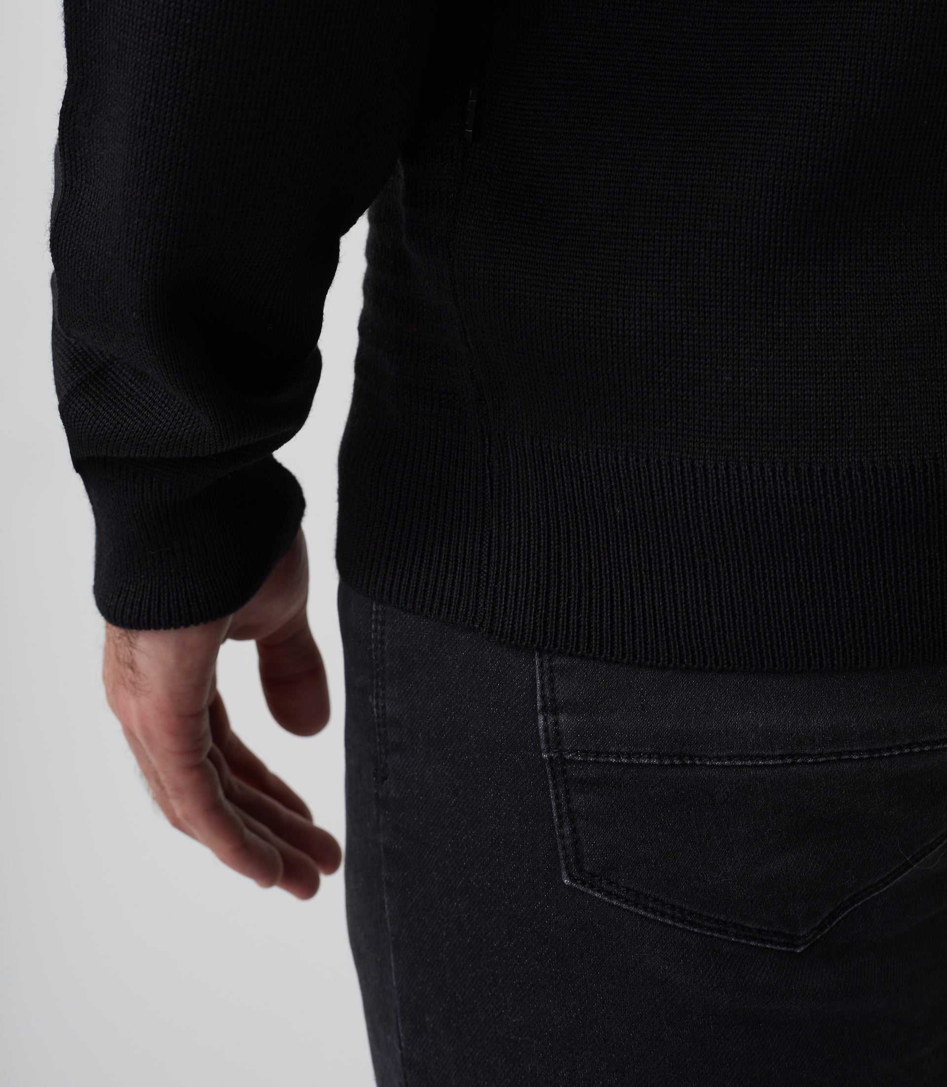 Gilet zippé col teddy laine noir "Sesto" - IZAC