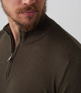 Pull col zippé coton - cachemire kaki "Simon" - IZAC