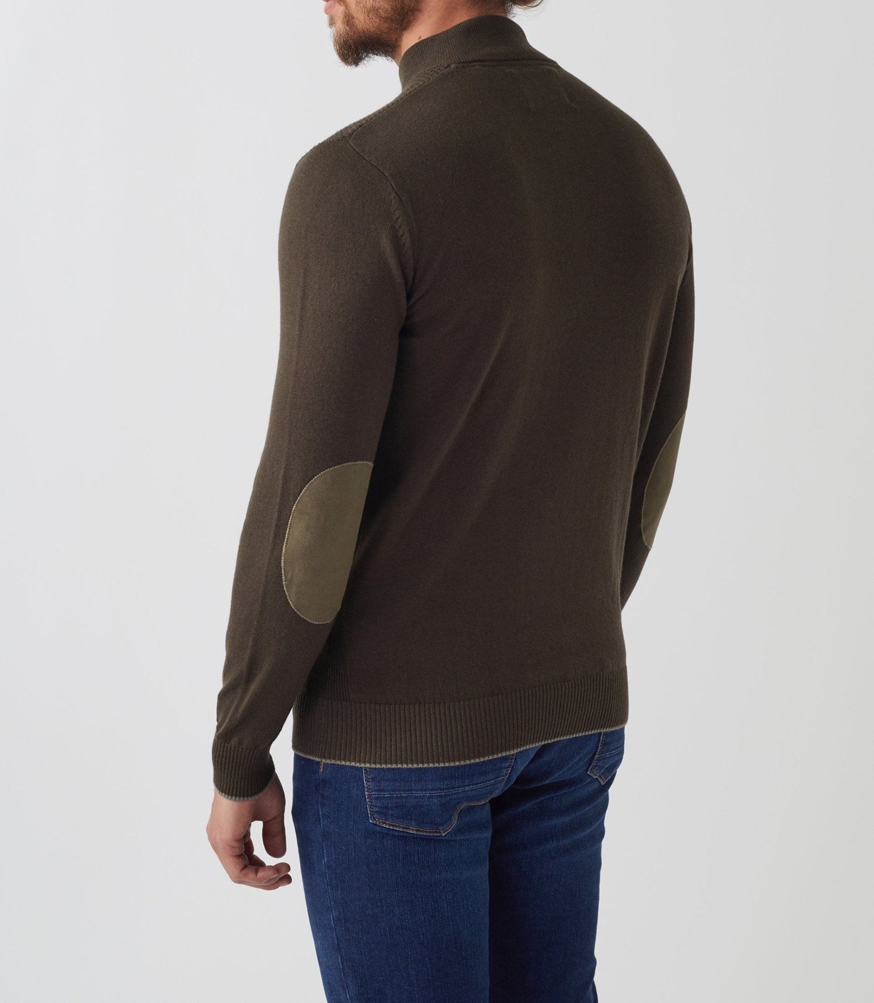 Pull col zippé coton - cachemire kaki "Simon" - IZAC