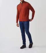 Pull col zippé coton - cachemire orange "Simon" - IZAC
