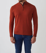 Pull col zippé coton - cachemire orange "Simon" - IZAC
