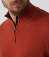 Pull col zippé coton - cachemire orange "Simon" - IZAC