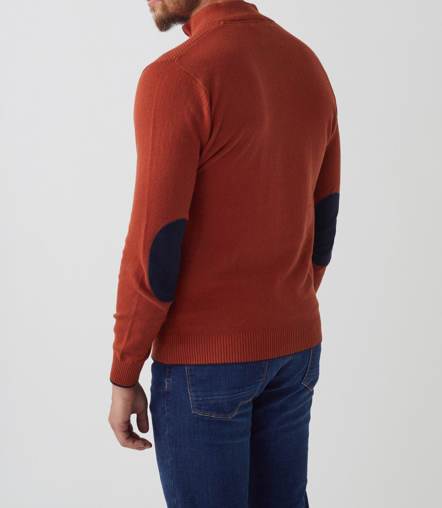 Pull col zippé coton - cachemire orange "Simon" - IZAC