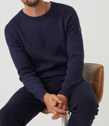 Pull col rond marine "Siricio" - IZAC