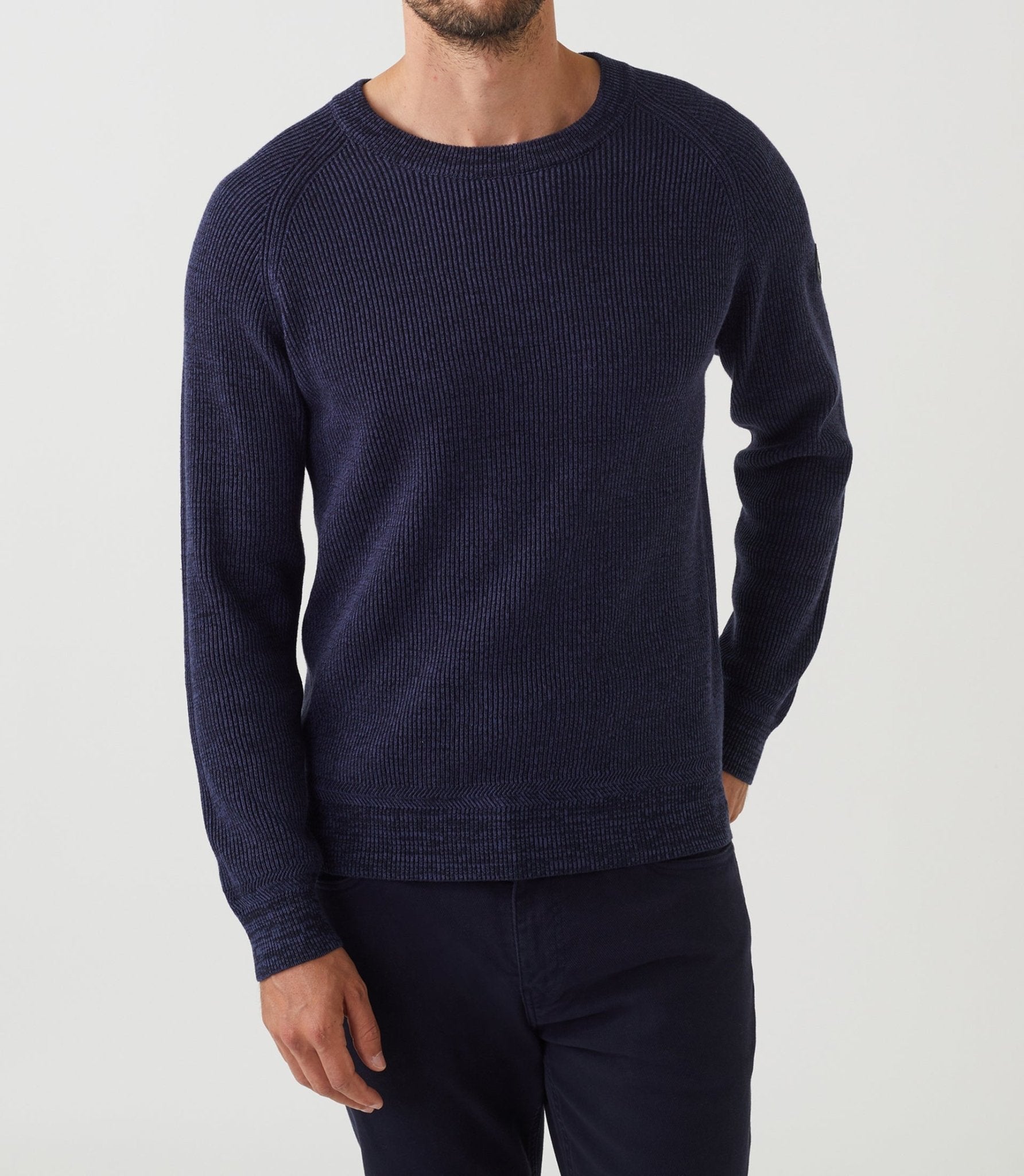 Pull col rond marine "Siricio" - IZAC