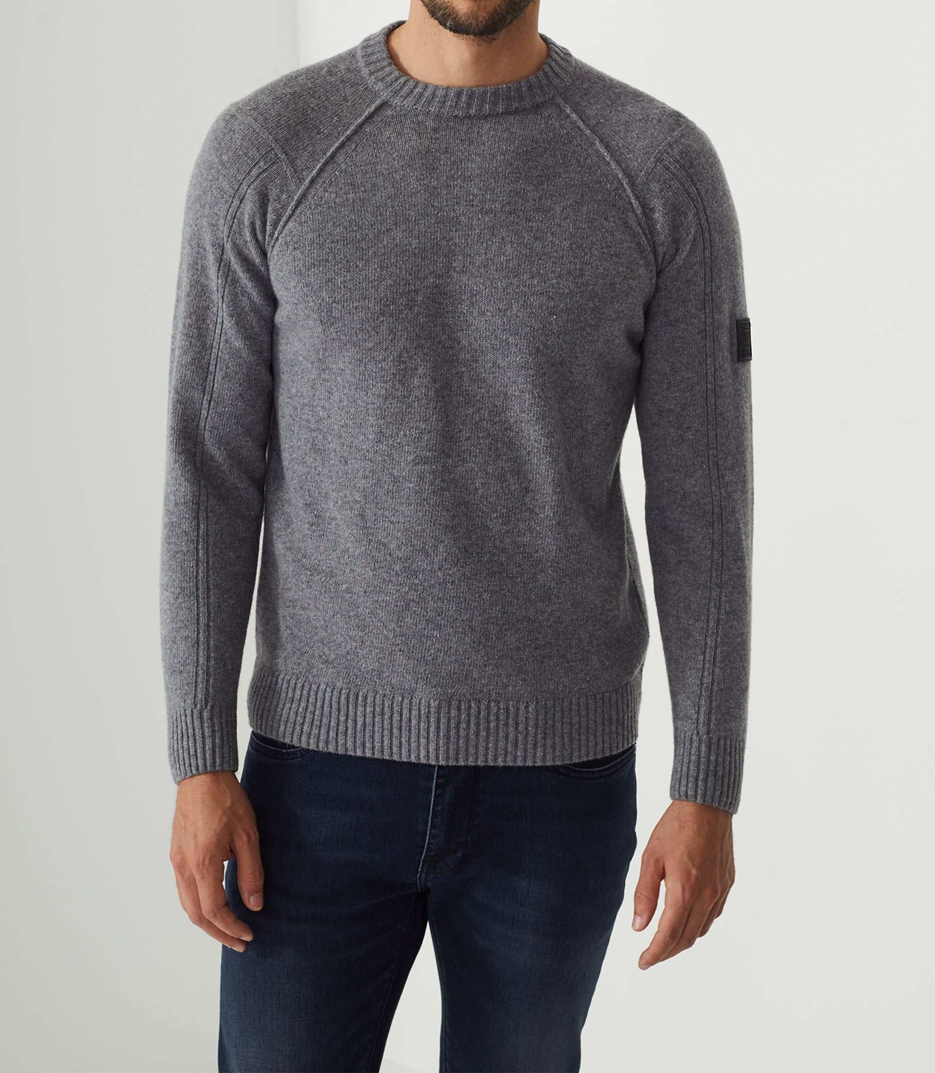 Pull col rond gris "Sofian" - IZAC