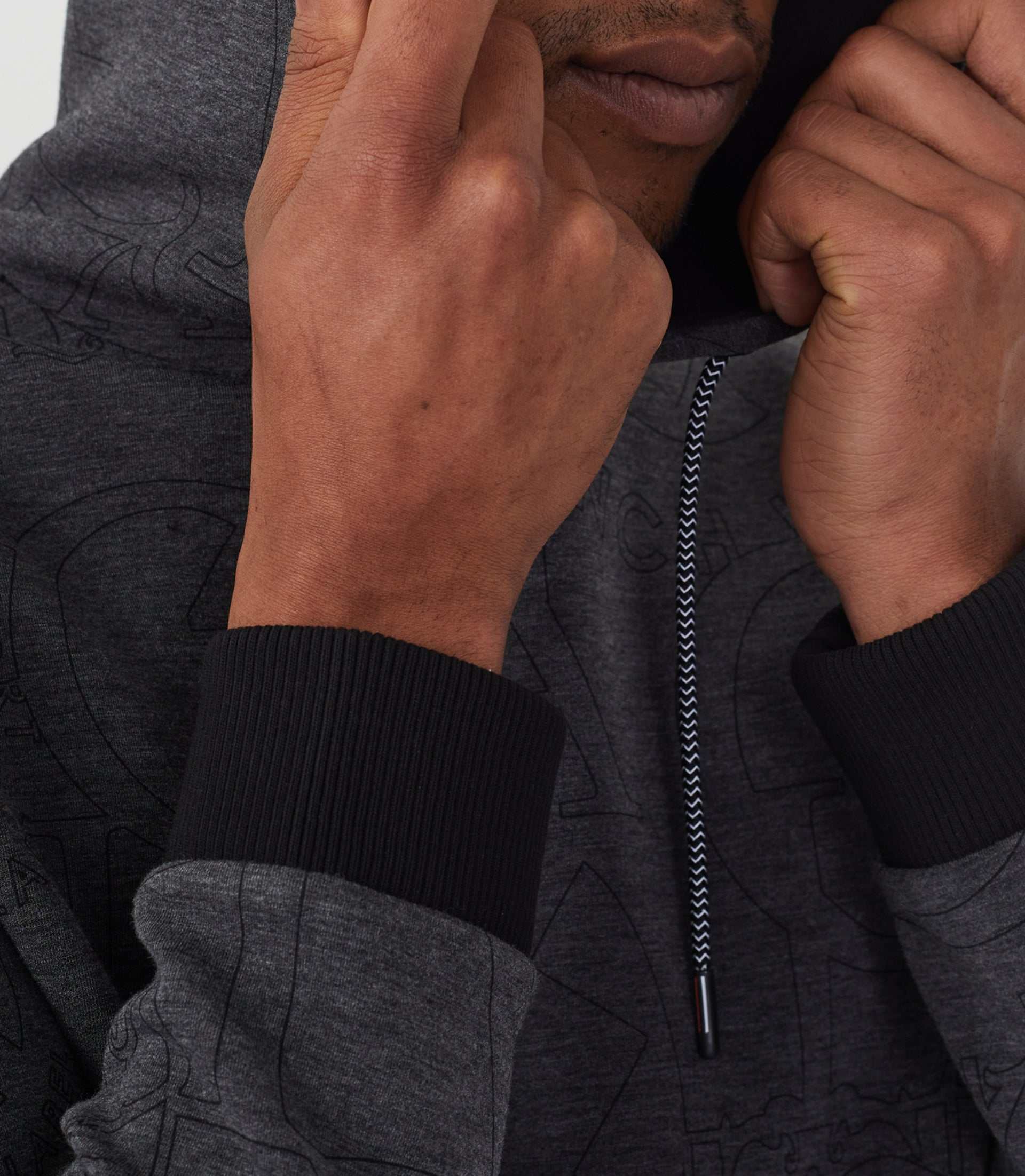 Sweat à capuche anthracite chiné "SWsino" - IZAC