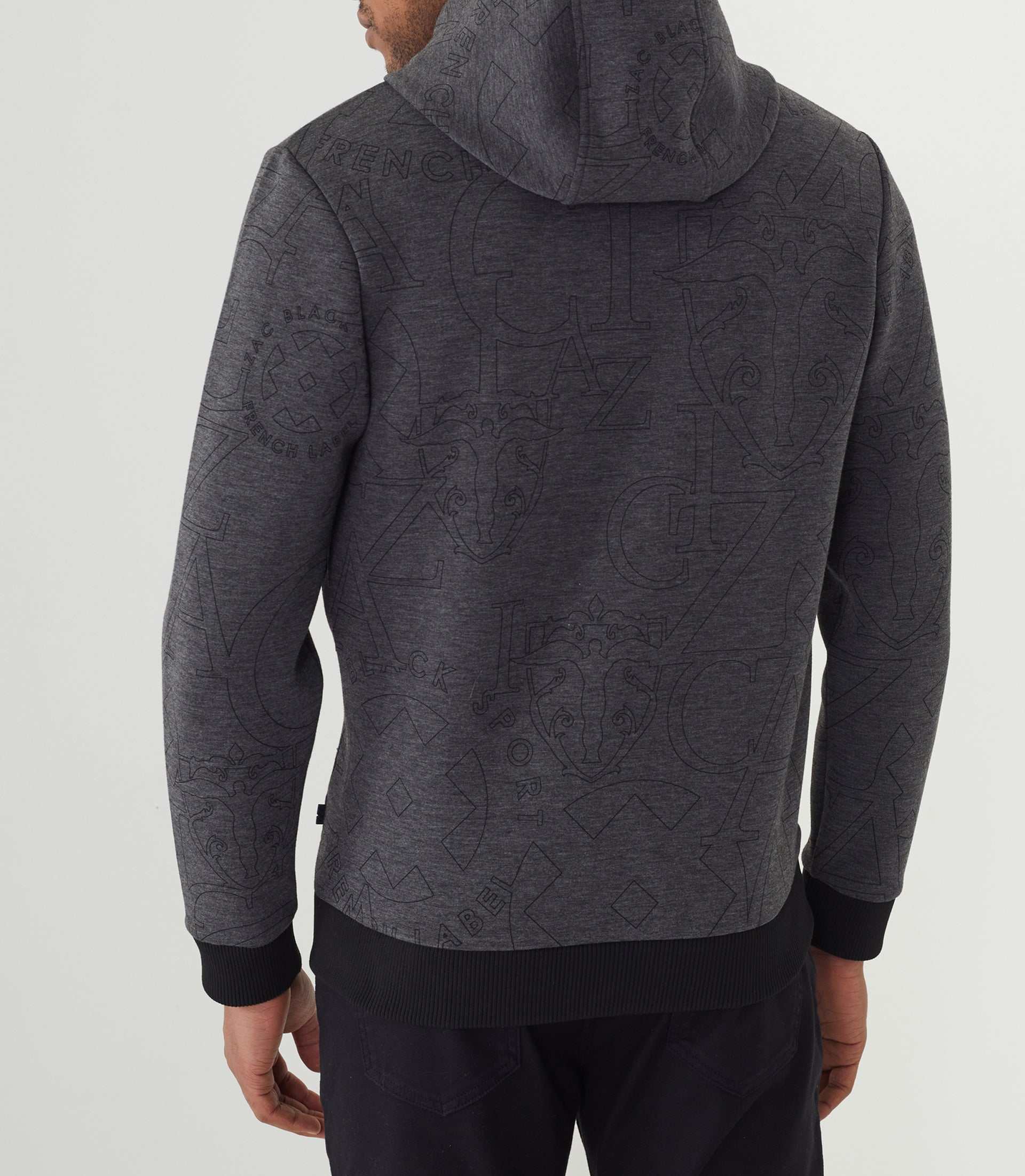 Sweat à capuche anthracite chiné "SWsino" - IZAC