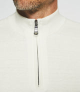 Pull col zippé en coton - cachemire écru BACARY - IZAC