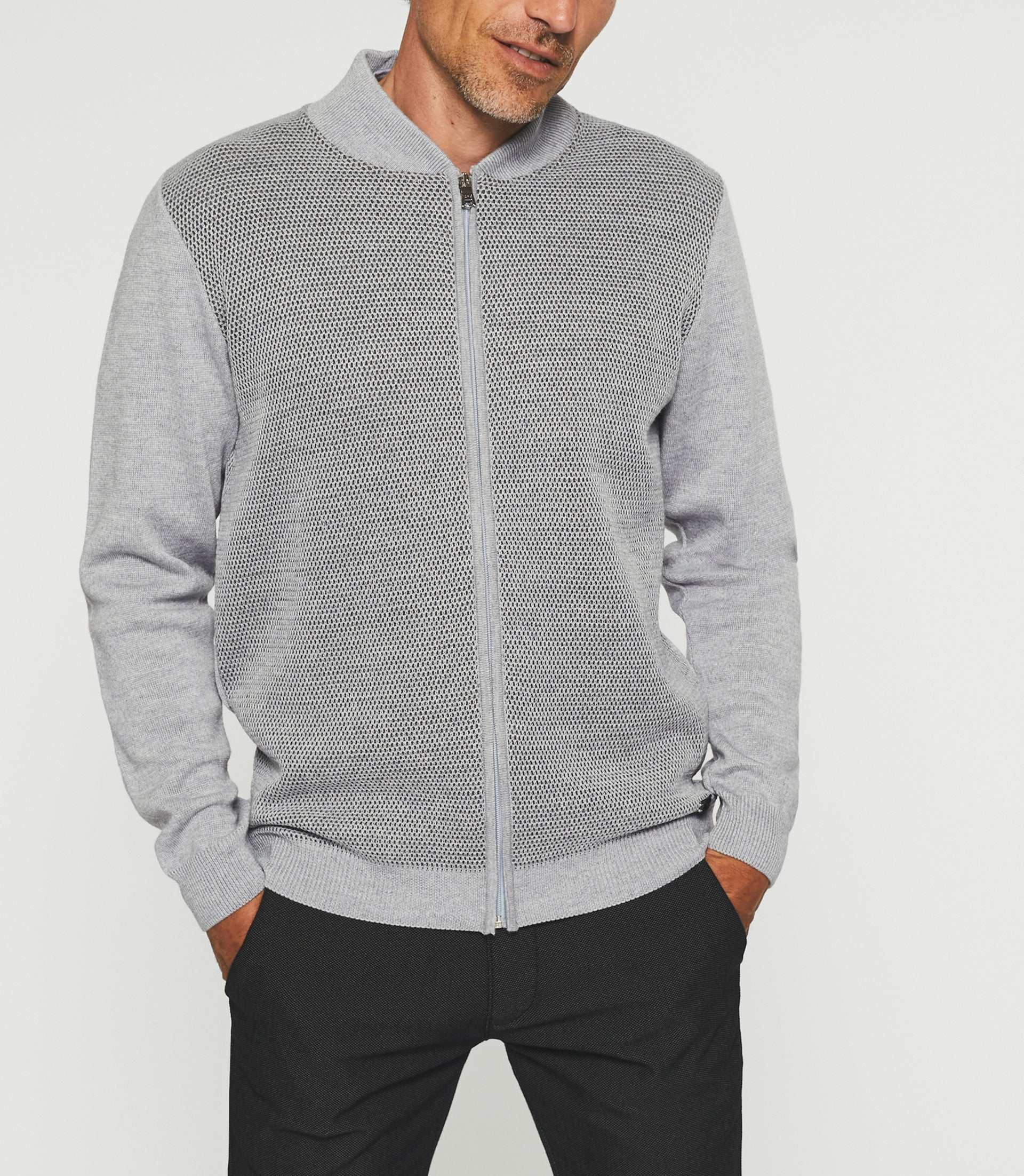 Gilet zippé col teddy gris BAO - IZAC
