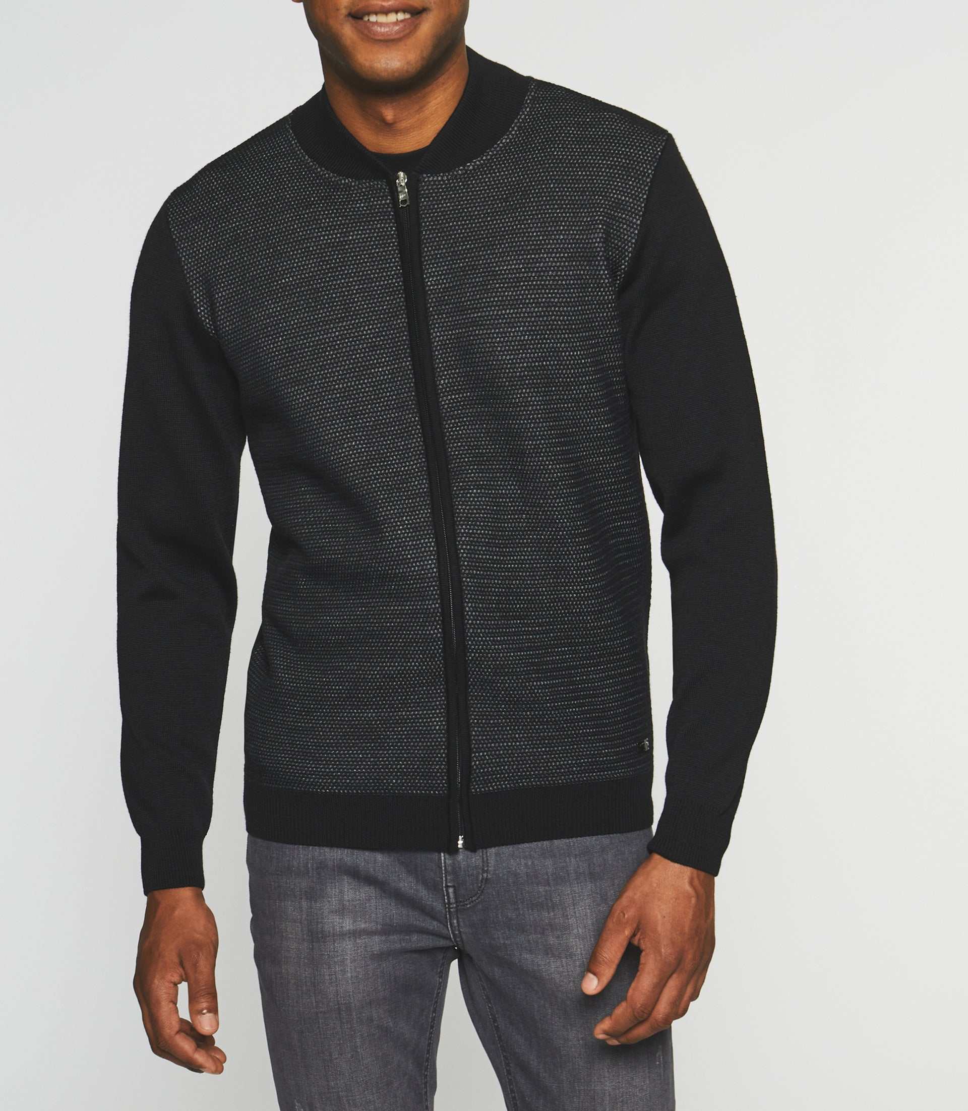 Gilet zippé col teddy noir BAO - IZAC