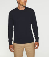 Pull col rond en laine - cachemire marine BERTOLDO - IZAC
