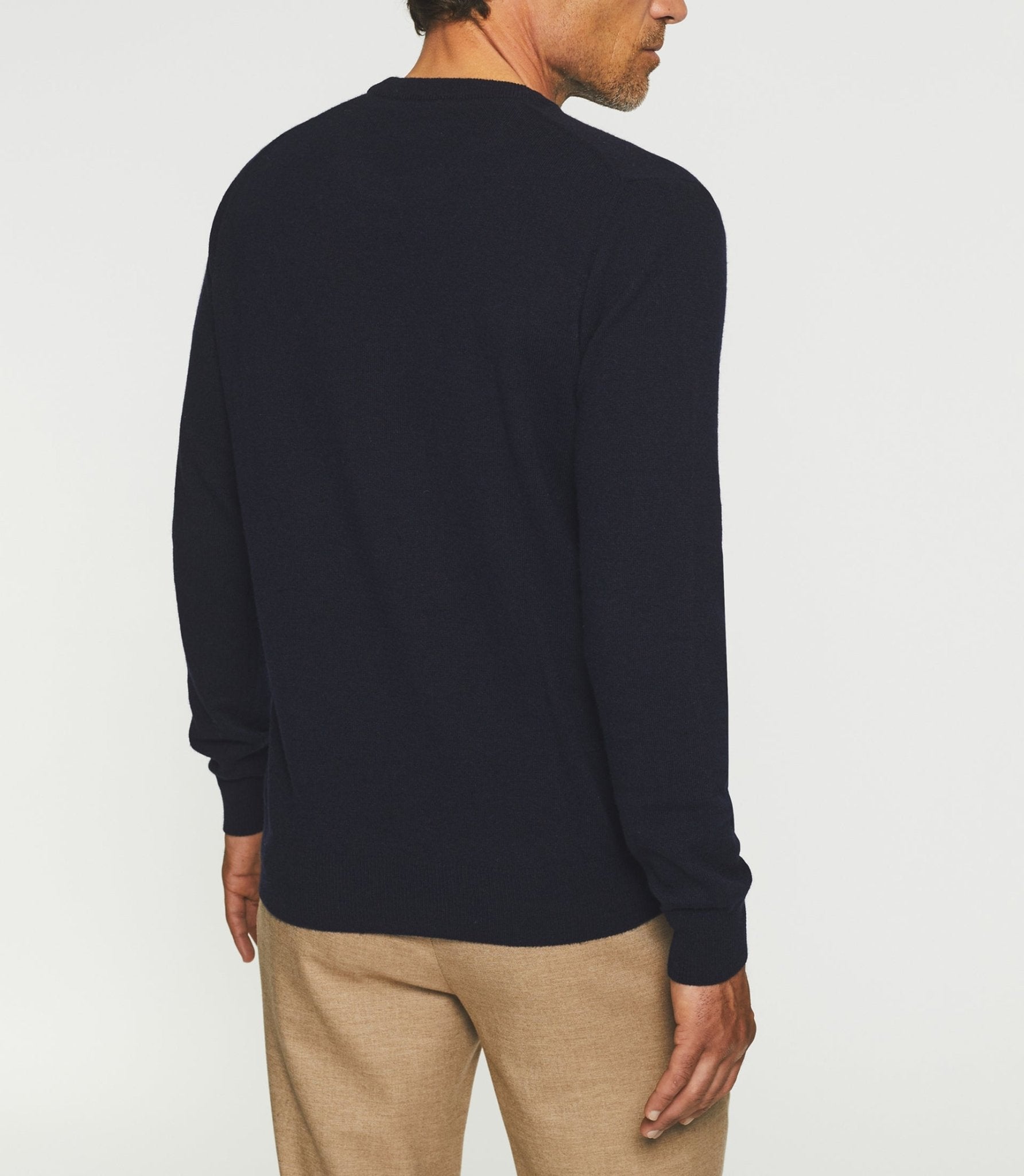 Pull col rond en laine - cachemire marine BERTOLDO - IZAC