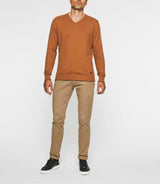 Pull col V en coton - cachemire camel BRENT - IZAC