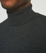 Pull col roulé en laine mérinos gris anthracite BRUNO - IZAC