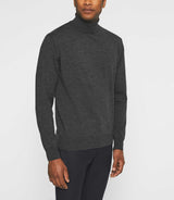 Pull col roulé en laine mérinos gris anthracite BRUNO - IZAC