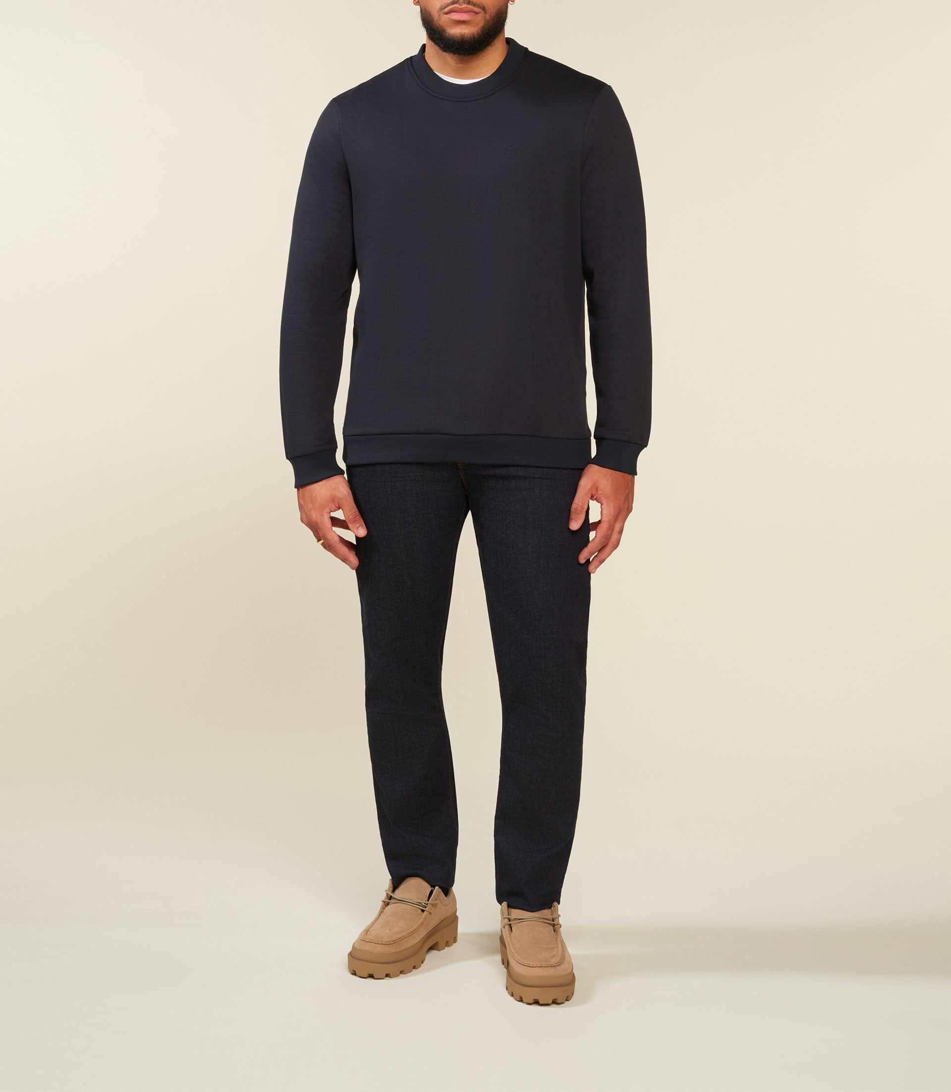 Sweat uni col rond marine SWBENJIBT - IZAC