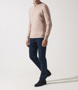 Pull col zippé camionneur beige rose - IZAC