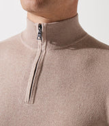 Pull col zippé camionneur beige rose - IZAC