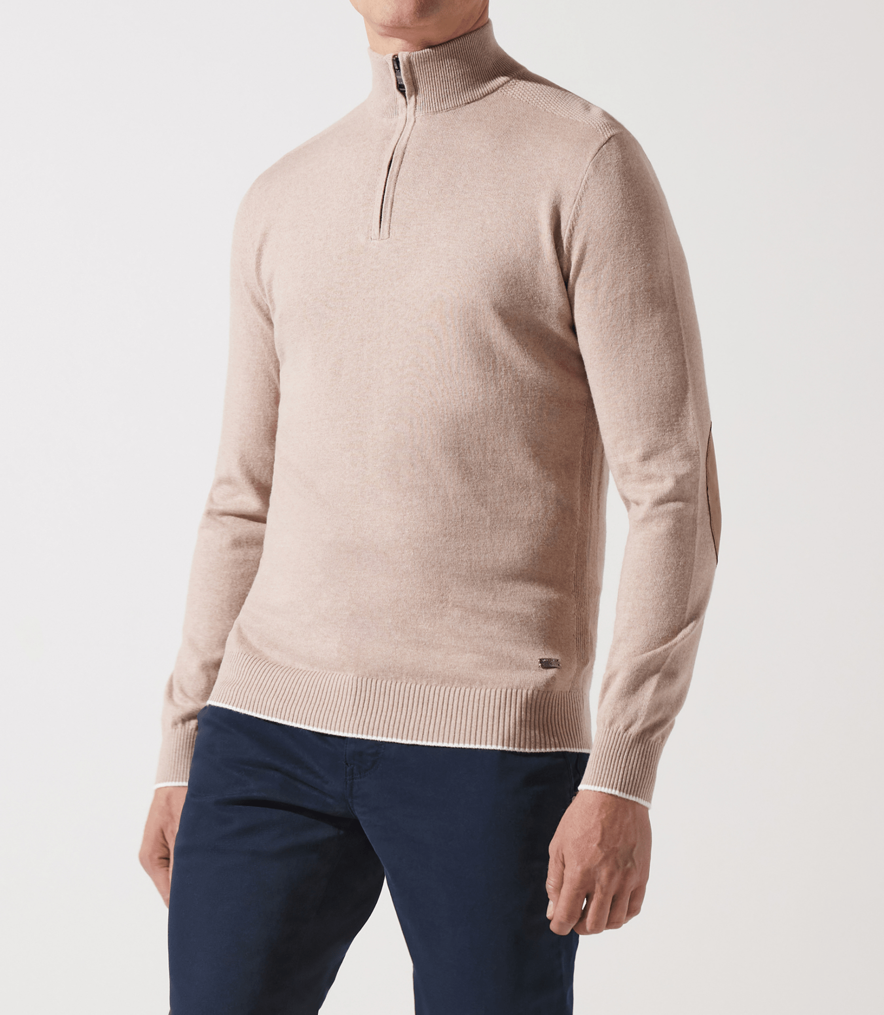 Pull col zippé camionneur beige rose - IZAC