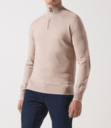 Pull col zippé camionneur beige rose - IZAC