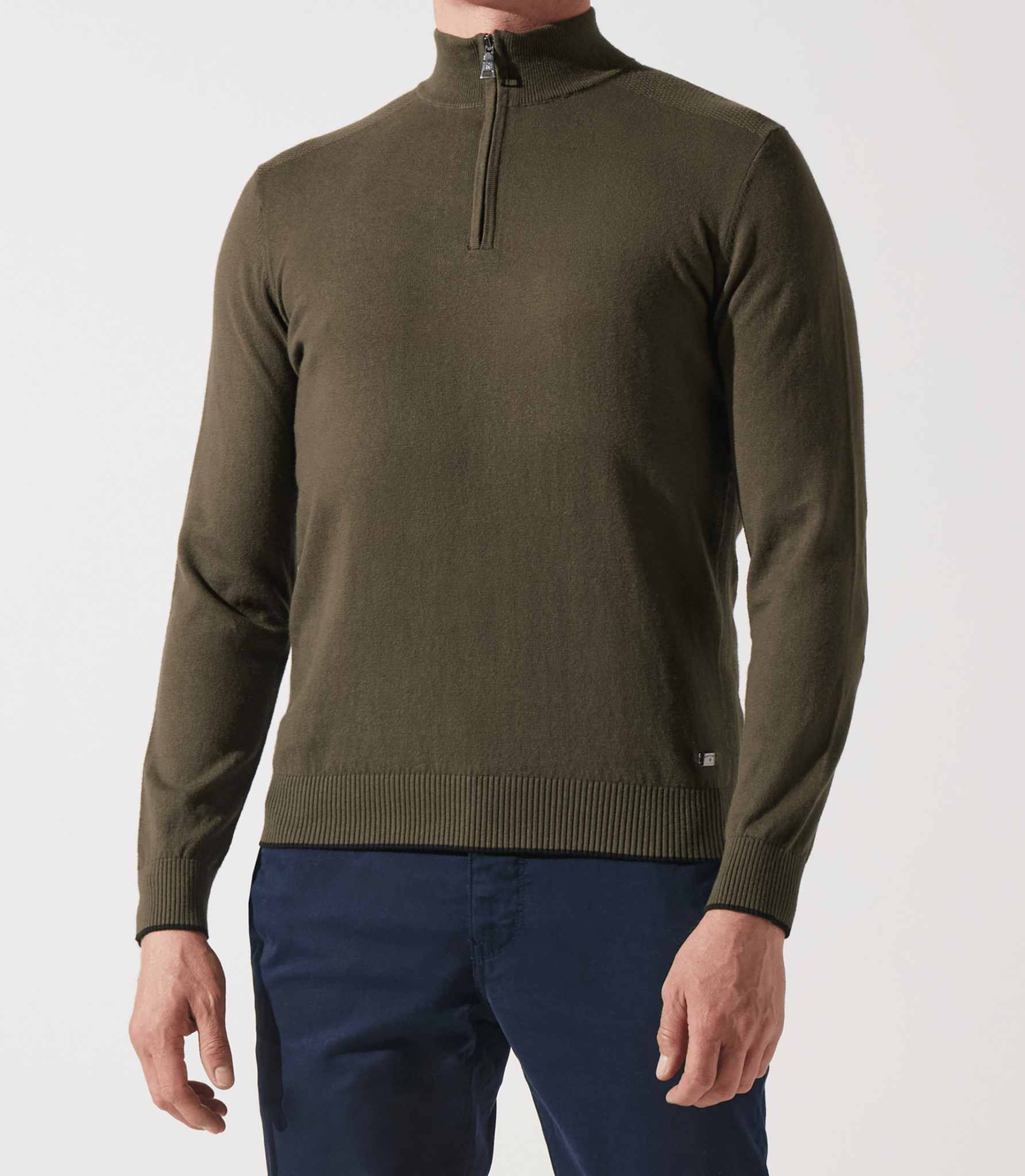 Pull col zippé camionneur kaki - IZAC