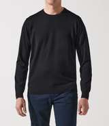 Pull col rond noir 100% mérinos - IZAC
