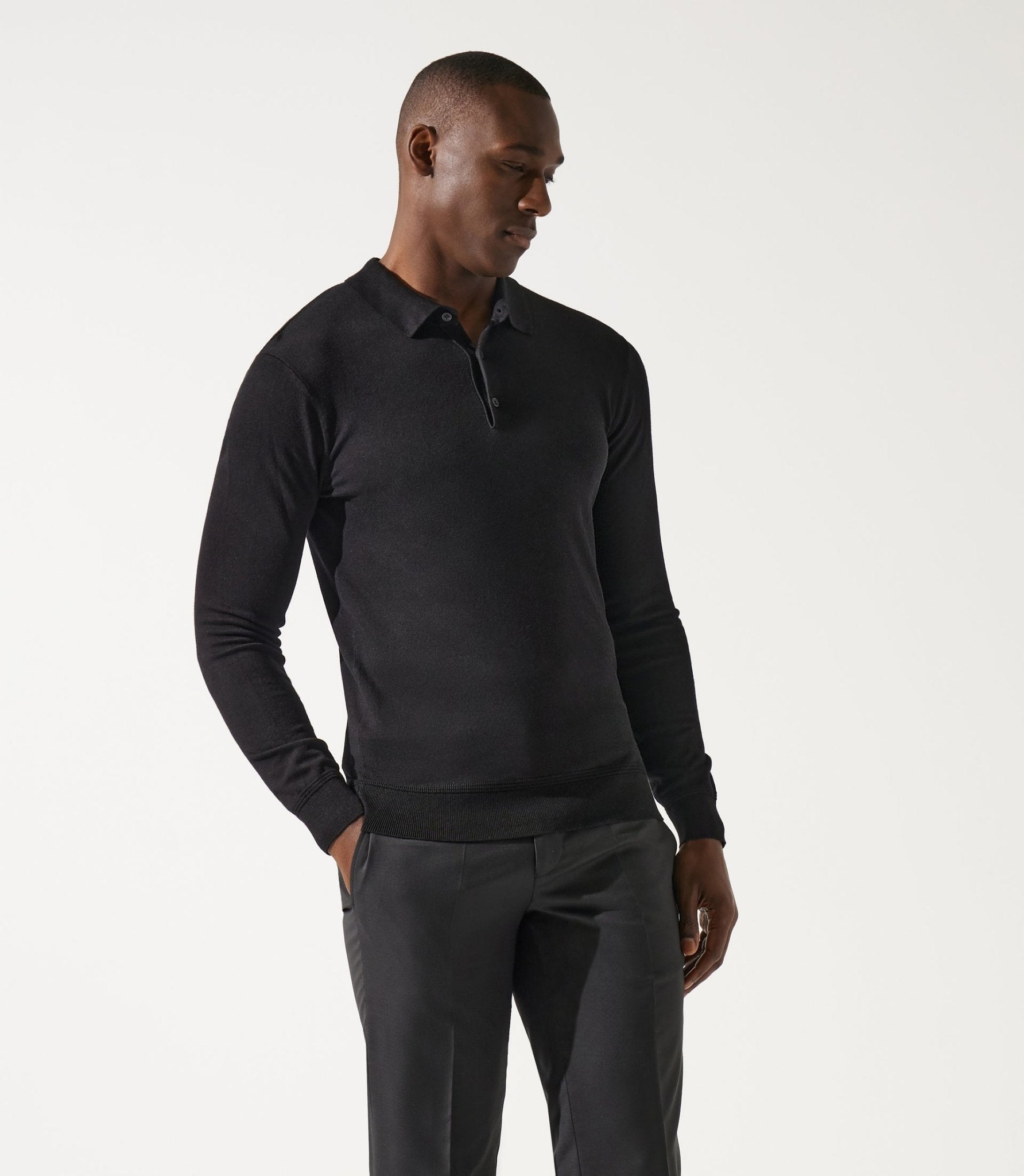 Pull col polo noir - IZAC