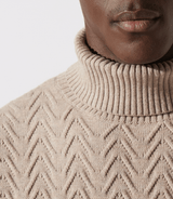 Pull col roulé torsade beige - IZAC