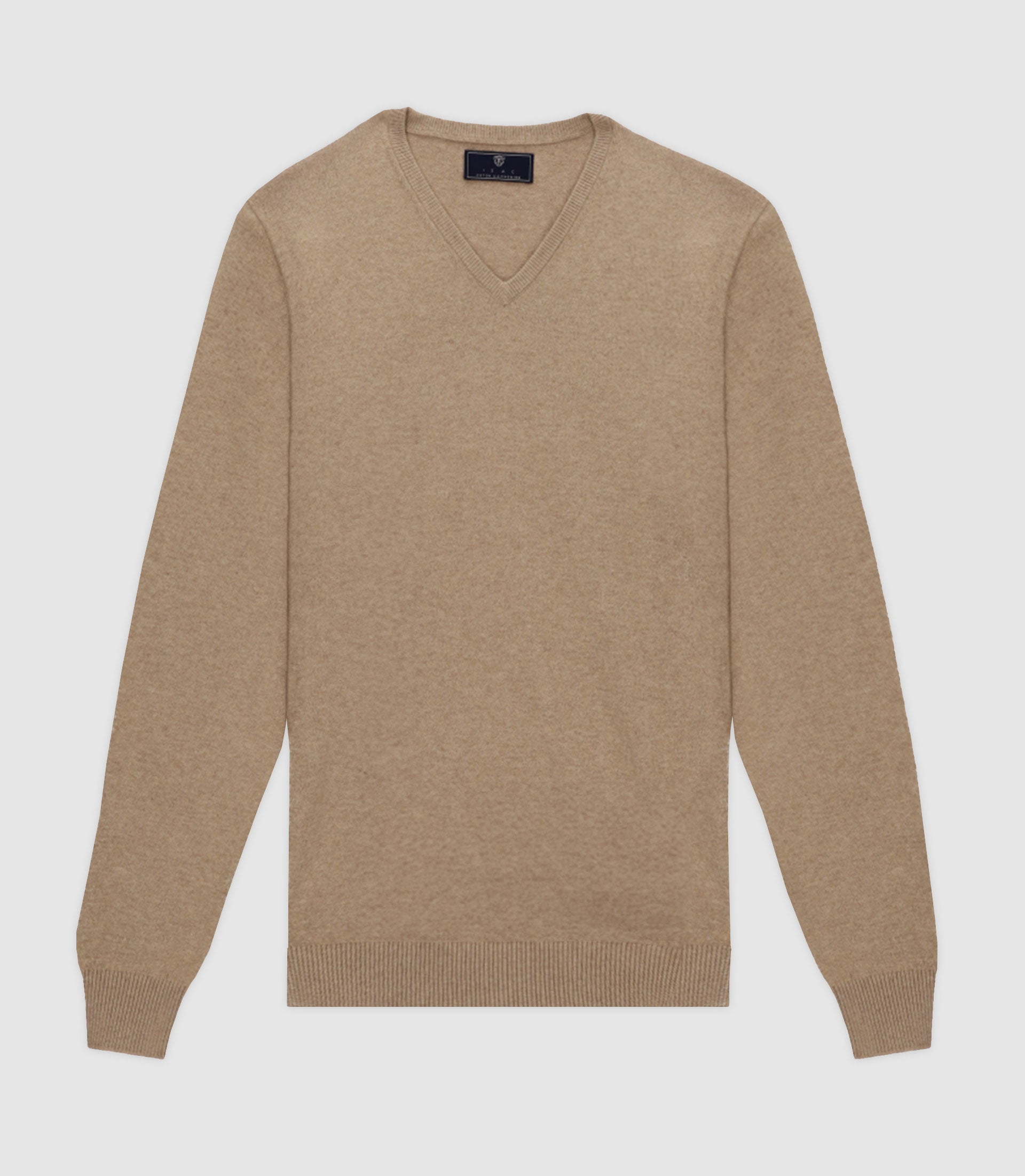 Pull col V beige foncé - IZAC
