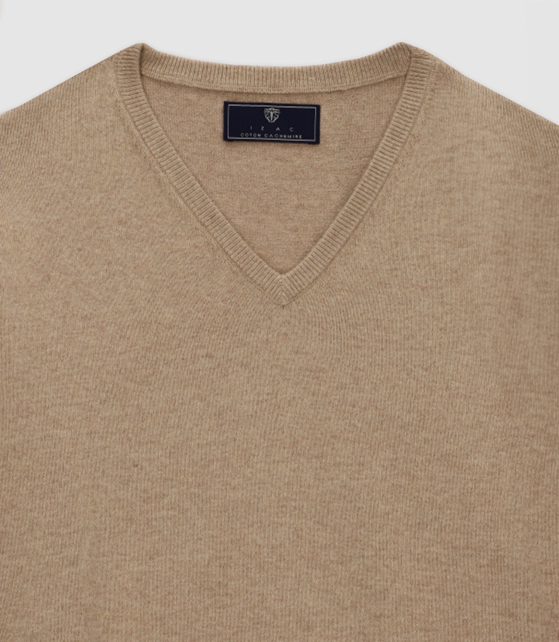 Pull col V beige foncé - IZAC