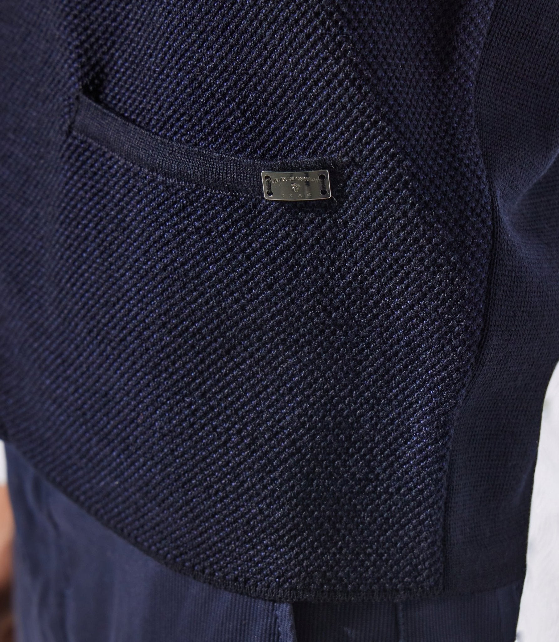 Gilet boutonné sans manches marine en mérinos - IZAC