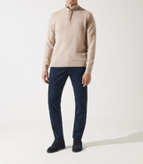 Pull col zippé et boutonné 100% cachemire beige - IZAC